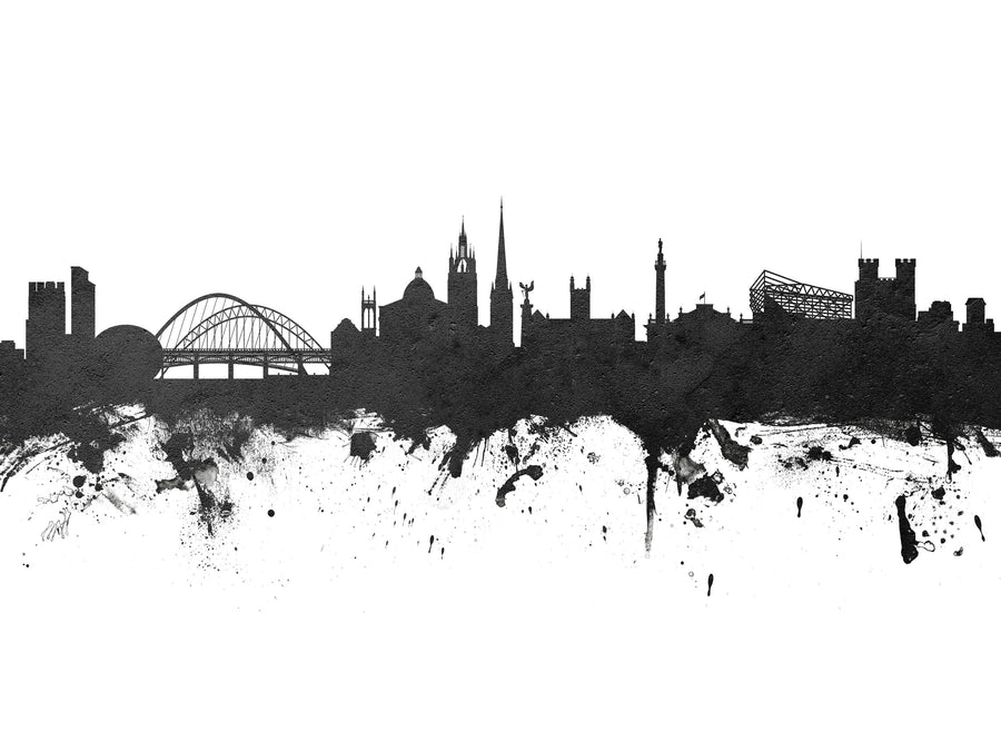 Newcastle England Skyline Black & White Mural Wallpaper