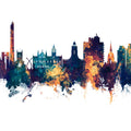 Northampton England Skyline Blue & Bronze Mural Wallpaper - pure wallpaper artwork