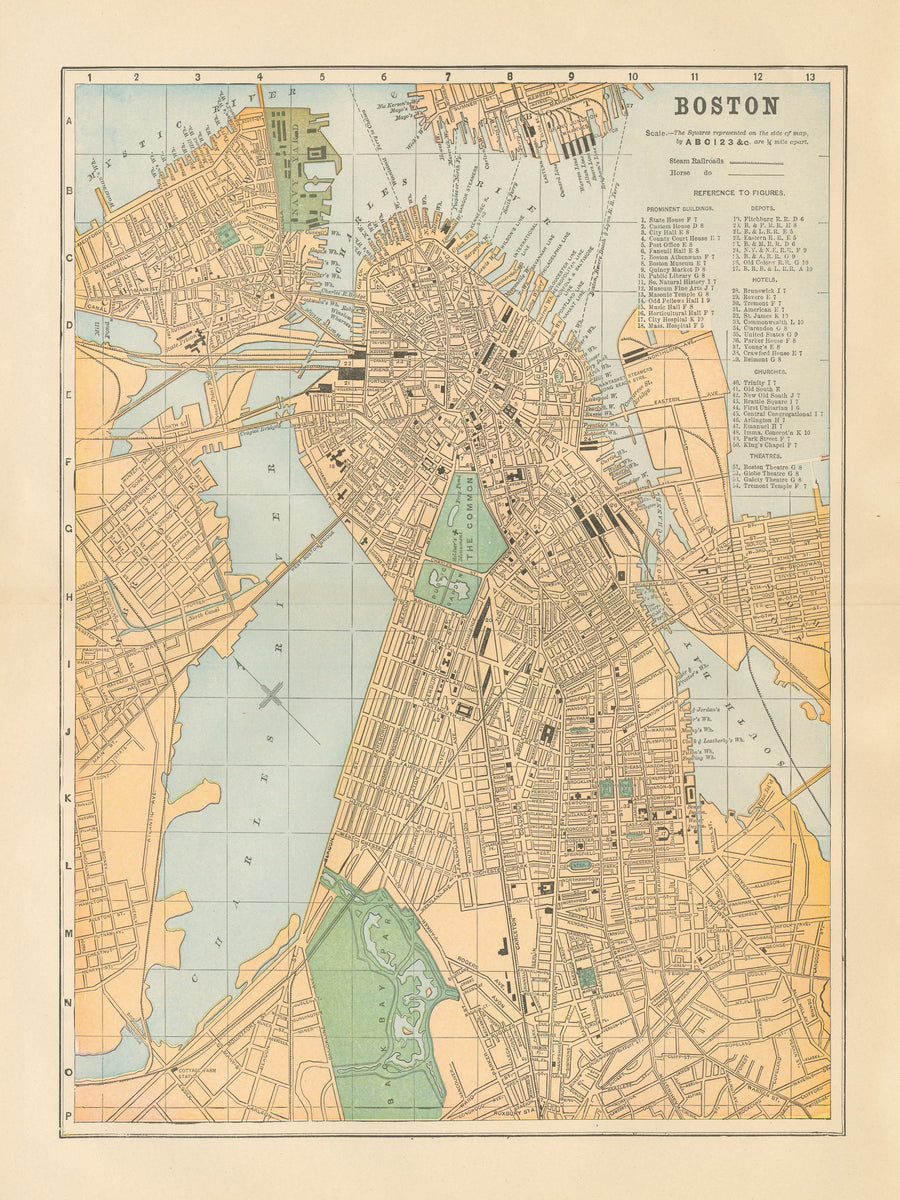 Boston Map Mural Wallpaper