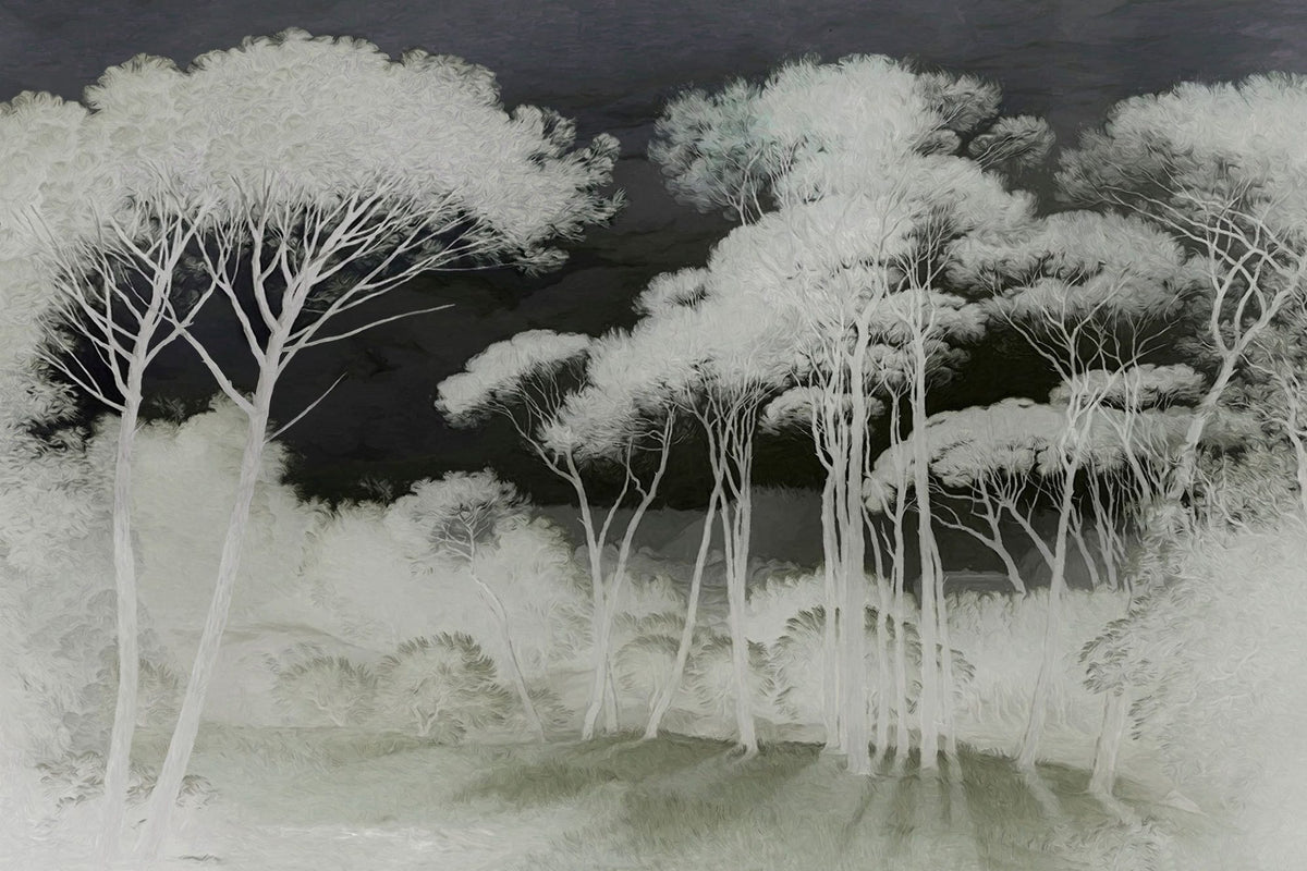 Seeing Through the Forest Green Mural Wallpaper - pure wallpaper artwork