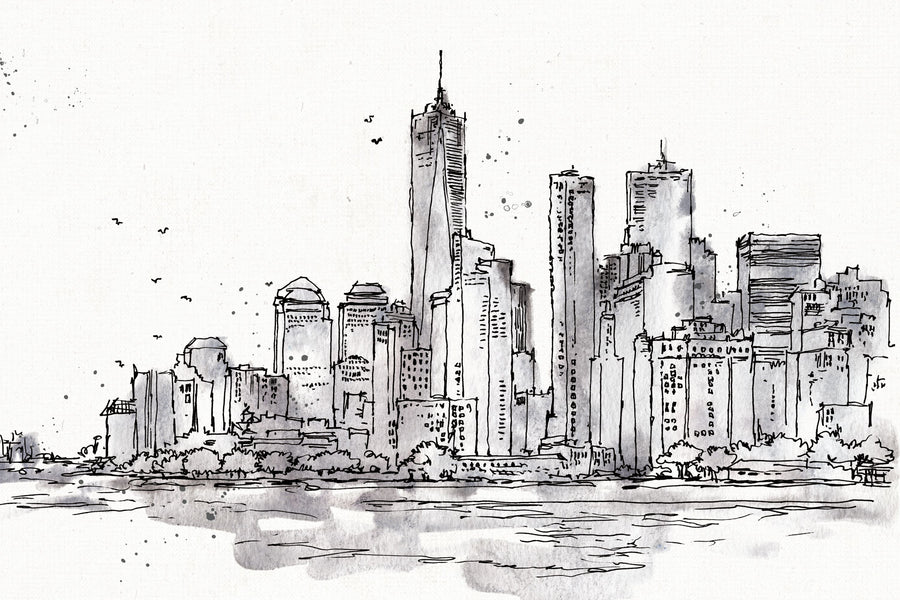 Skyline Sketches New York Mural Wallpaper