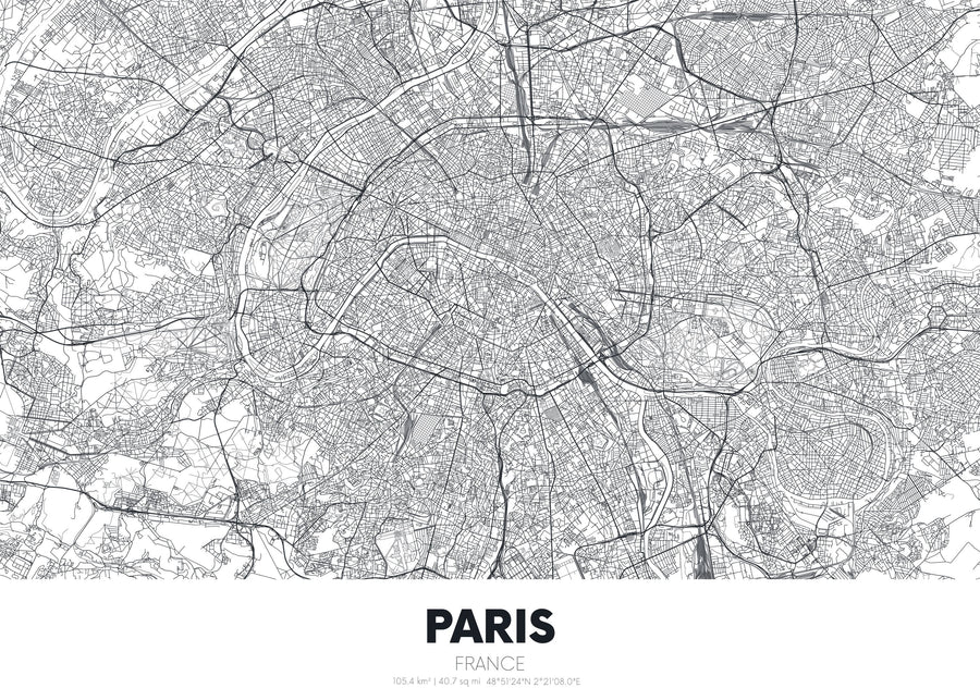 Map of Paris Mural Wallpaper