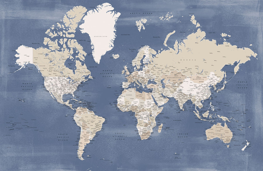 World Map Cities - Oisin Mural Wallpaper