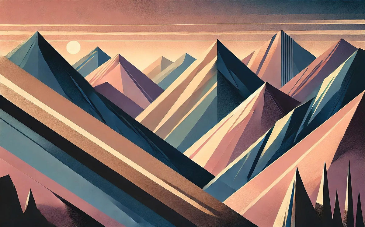 Serenity Mountain Vista in Art Deco Mural Wallpaper - pure wallpaper artwork