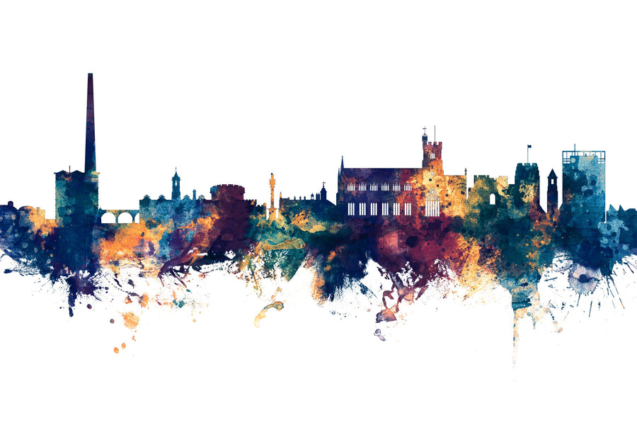 Carlisle England Skyline Blue & Bronze Mural Wallpaper