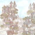Treehouse Neighborhood Warm Pastel Mural Wallpaper - pure wallpaper artwork