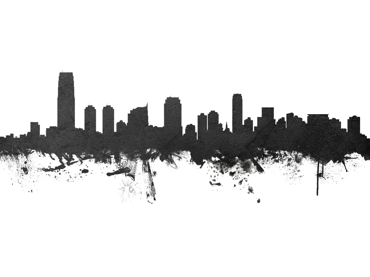 Jersey City New York Skyline Black & White Mural Wallpaper - pure wallpaper artwork