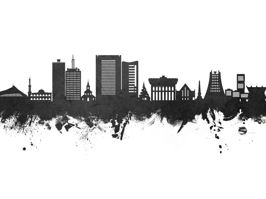 Yaoundé Cameroon Skyline Black & White Mural Wallpaper