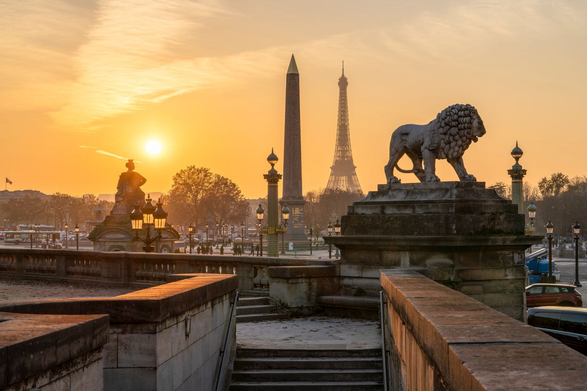 Place De La Concorde At Sunset Mural Wallpaper - pure wallpaper artwork
