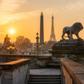 Place De La Concorde At Sunset Mural Wallpaper - pure wallpaper artwork
