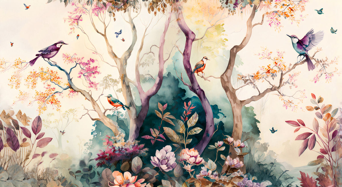 Magical Birds Mural Wallpaper - pure wallpaper artwork