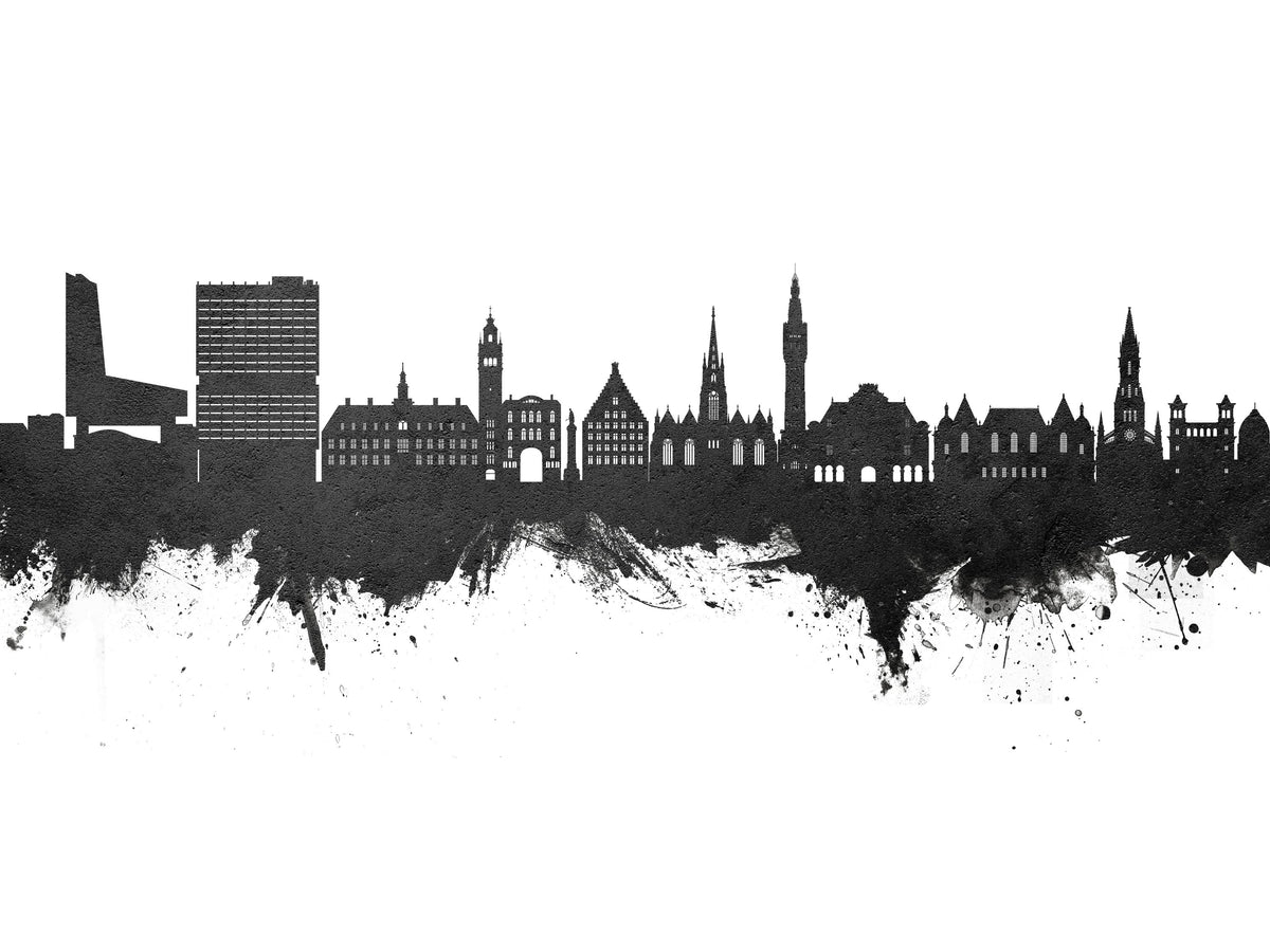 Lille France Skyline Black & White Mural Wallpaper - pure wallpaper artwork