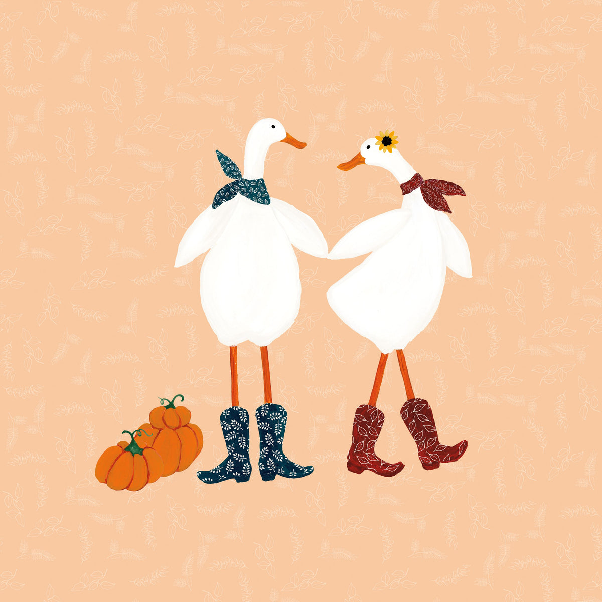 Ducks in the Pumpkin Patch II Mural Wallpaper - pure wallpaper artwork