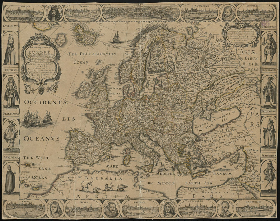 World Map Wallpaper Mural – Map Wall Mural – Map of Europe 1668 printable artwork