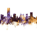 Oklahoma City Skyline Purple & Gold Mural Wallpaper - pure wallpaper artwork