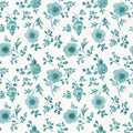 Country Flowery Turqouise Inverse Mural Wallpaper - pure wallpaper artwork