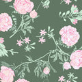 Peony Passion, Green Mural Wallpaper - pure wallpaper artwork