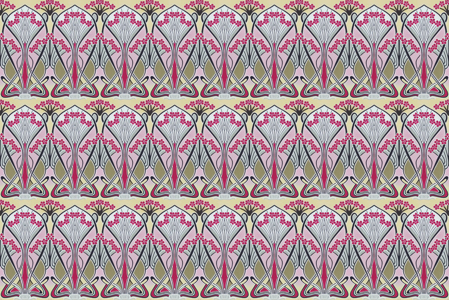 Floral Art Deco Aura, Pink Pop Mural Wallpaper