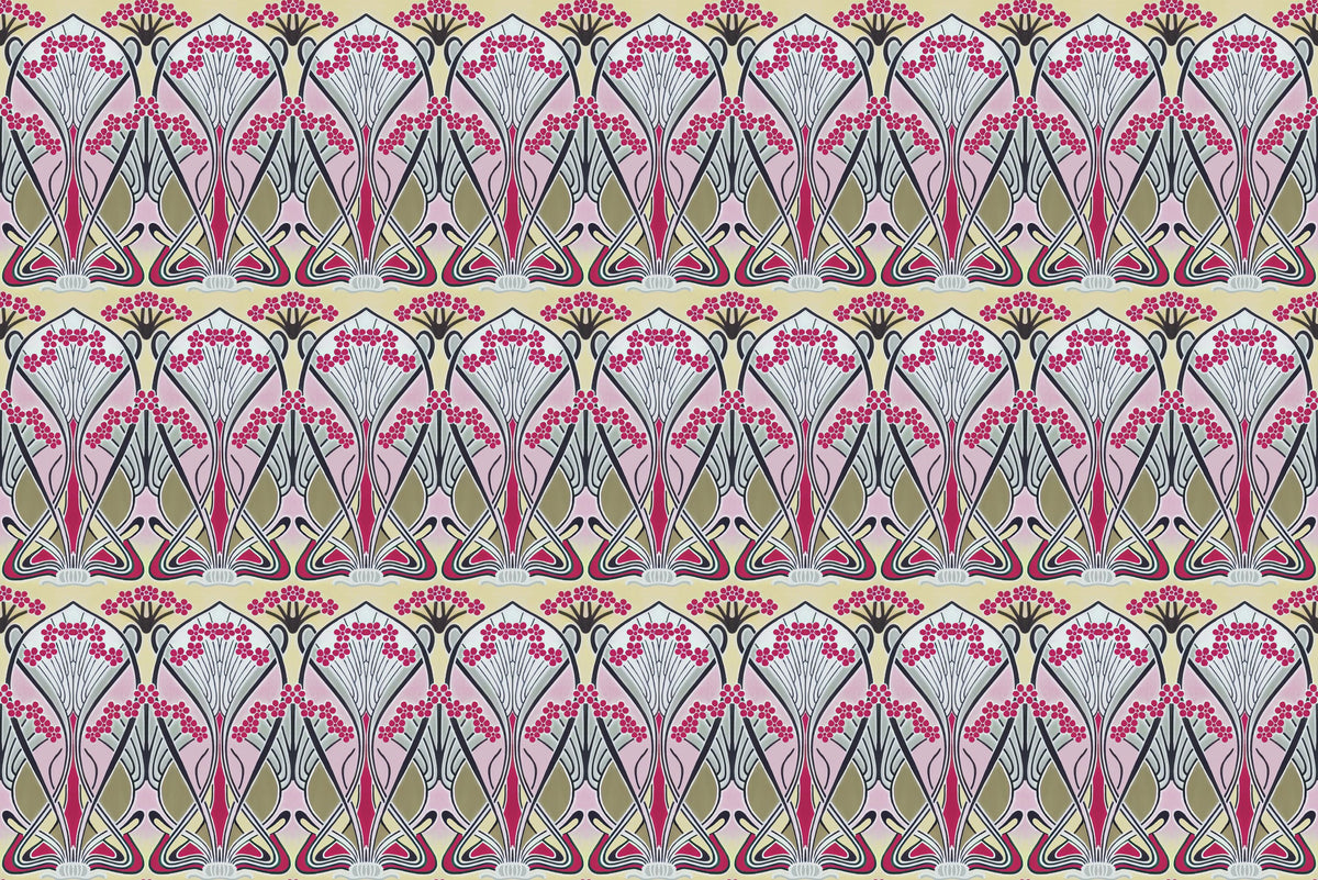 Floral Art Deco Aura, Pink Pop Mural Wallpaper - pure wallpaper artwork