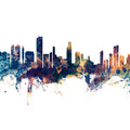 Honolulu Hawaii Skyline Blue & Bronze Mural Wallpaper - pure wallpaper artwork