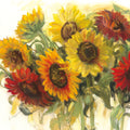 Gathering Sunflowers on White Mural Wallpaper - pure wallpaper artwork