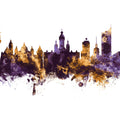 Leipzig Germany Skyline Purple & Gold Mural Wallpaper - pure wallpaper artwork