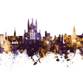 Winchester England Skyline Purple & Gold Mural Wallpaper - pure wallpaper artwork