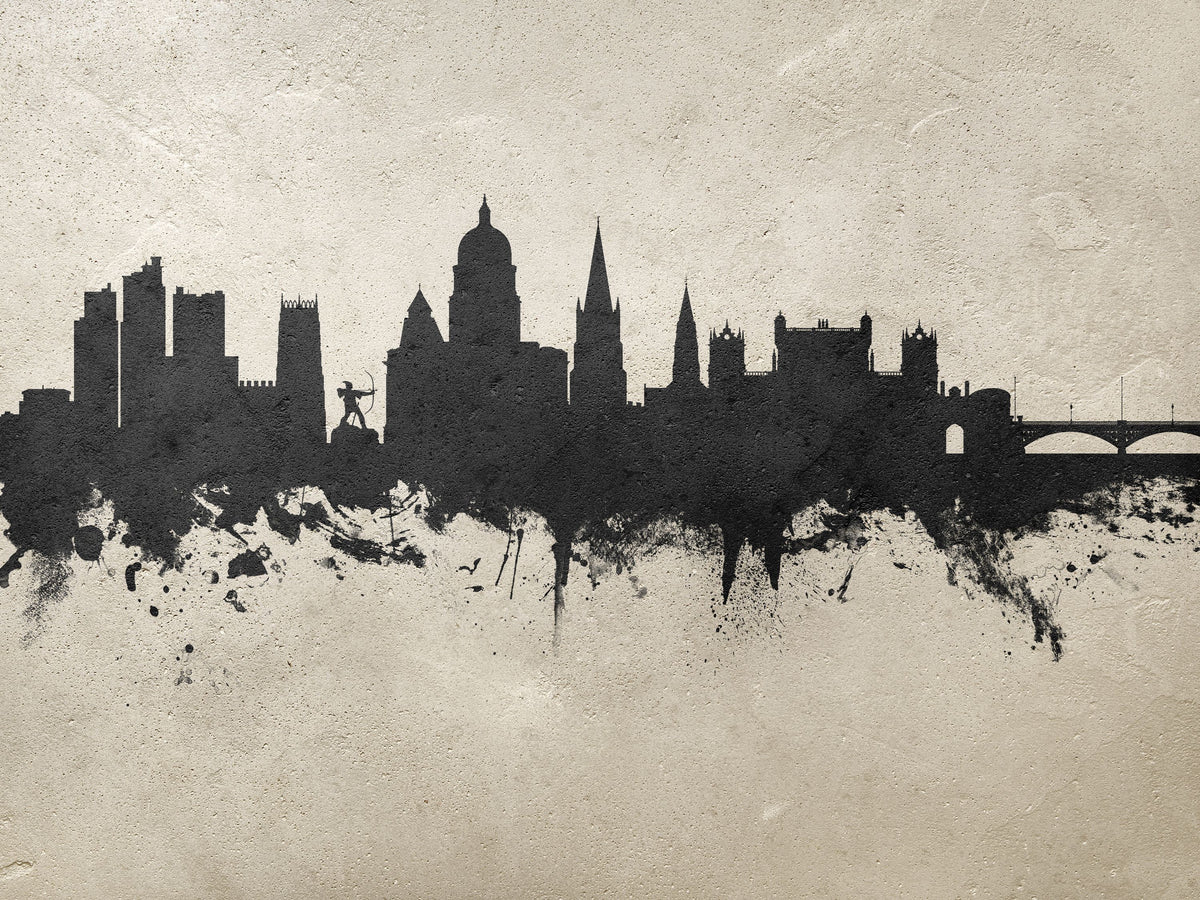 Nottingham England Skyline Concrete Mural Wallpaper - pure wallpaper artwork