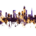 San Francisco Skyline Purple & Gold Mural Wallpaper - pure wallpaper artwork