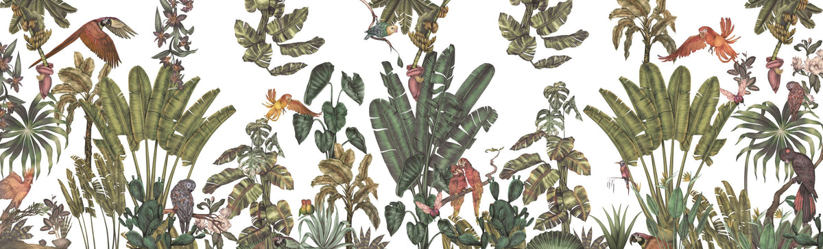 Parrots Jungle, Green Mural Wallpaper - pure wallpaper artwork