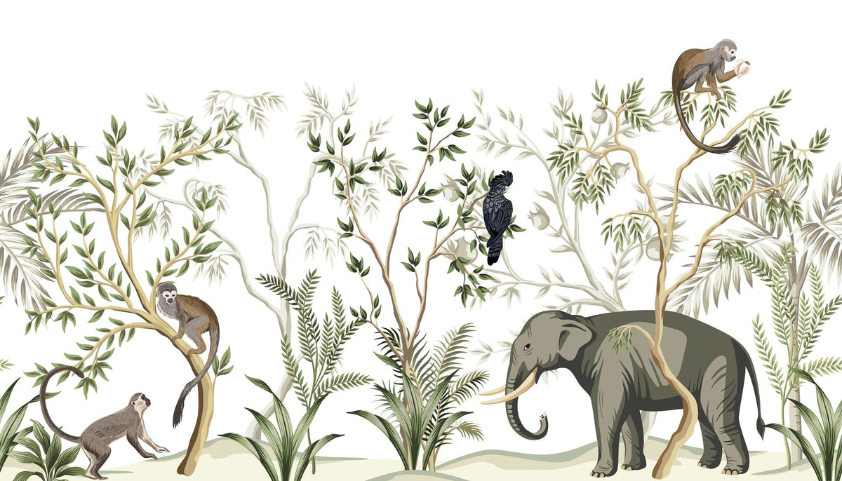 Friendly Jungle Mural Wallpaper - pure wallpaper artwork