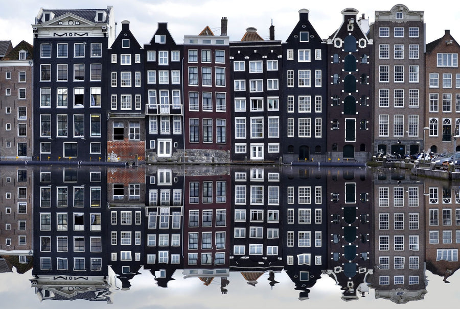 Vintage Wallpaper Mural – Retro Wall Mural – Amsterdam Canal Houses printable artwork