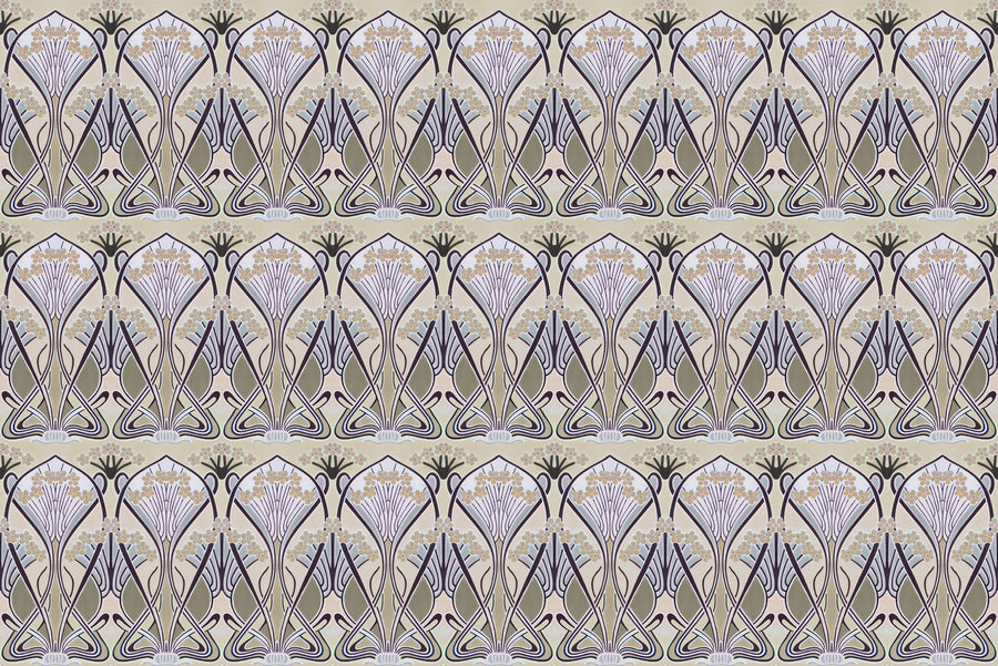 Floral Art Deco Aura, Butter Mural Wallpaper