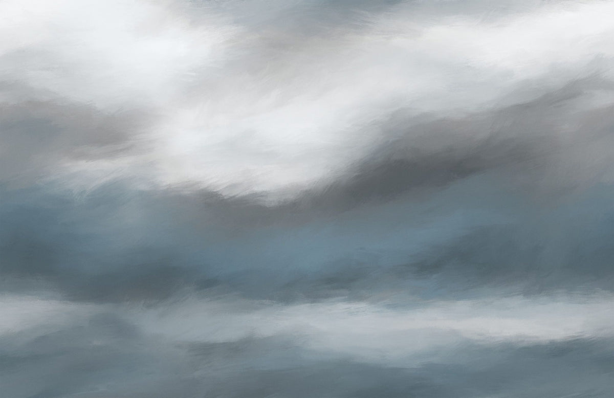 The Silent Horizon, Dusty Blue Mural Wallpaper - pure wallpaper artwork