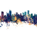 Vancouver Canada Skyline Blue & Bronze Mural Wallpaper - pure wallpaper artwork