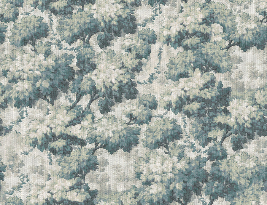 Greenwood Linden, Soft Teal Mural Wallpaper