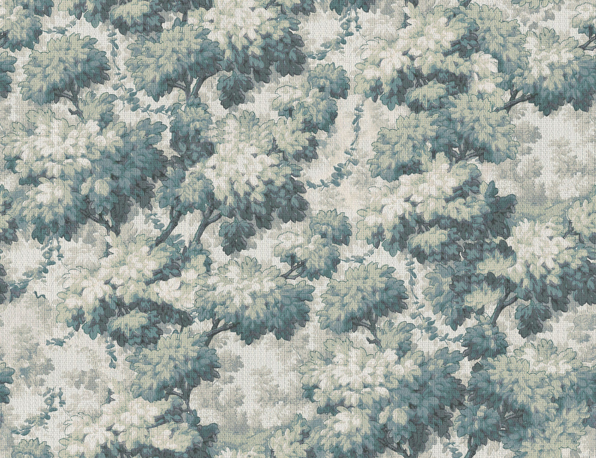 Greenwood Linden, Soft Teal Mural Wallpaper - pure wallpaper artwork