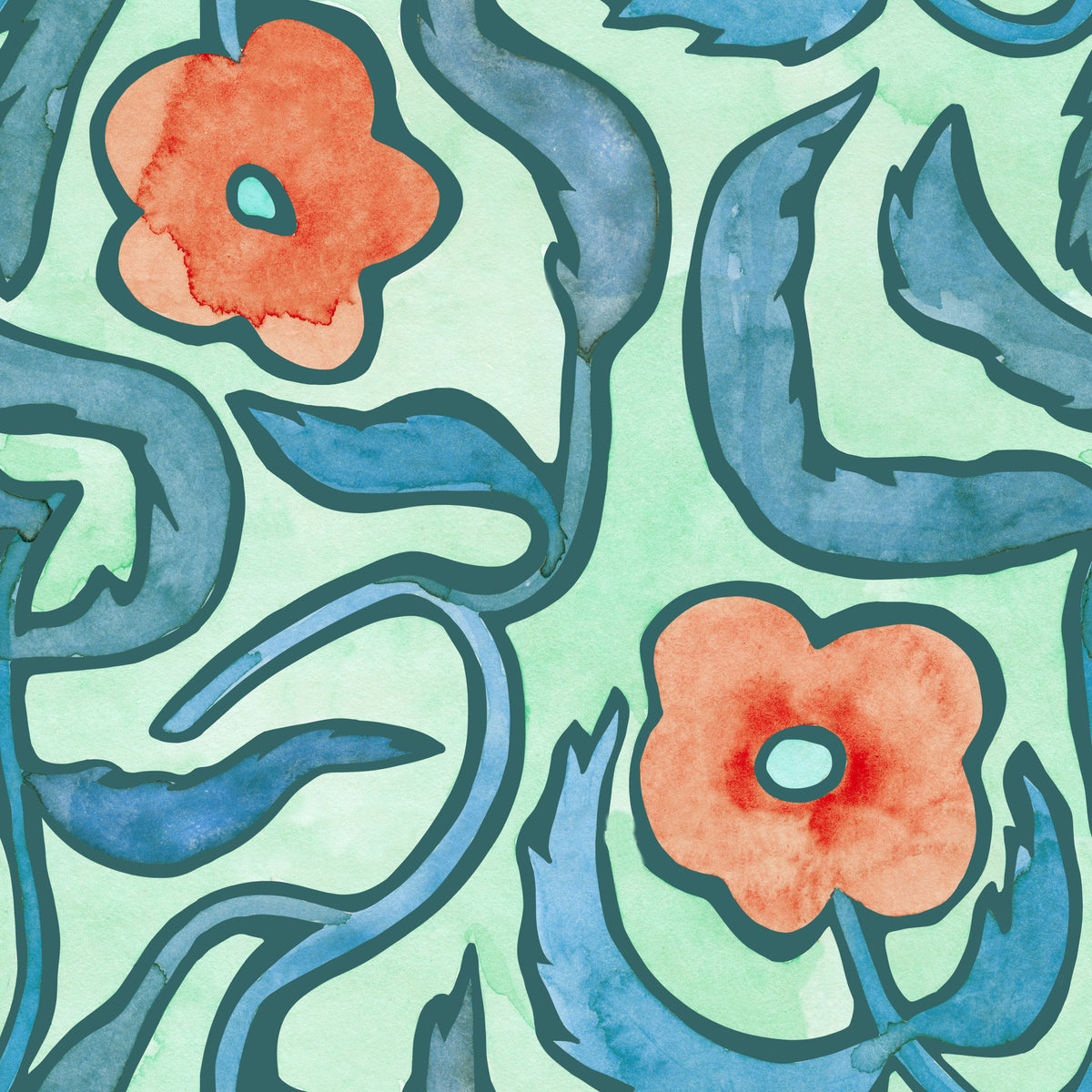 My Flower Green Mural Wallpaper - pure wallpaper artwork