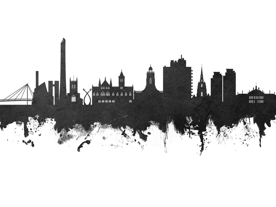 Northampton England Skyline Black & White Mural Wallpaper