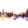Halmstad Sweden Skyline Purple & Gold Mural Wallpaper - pure wallpaper artwork