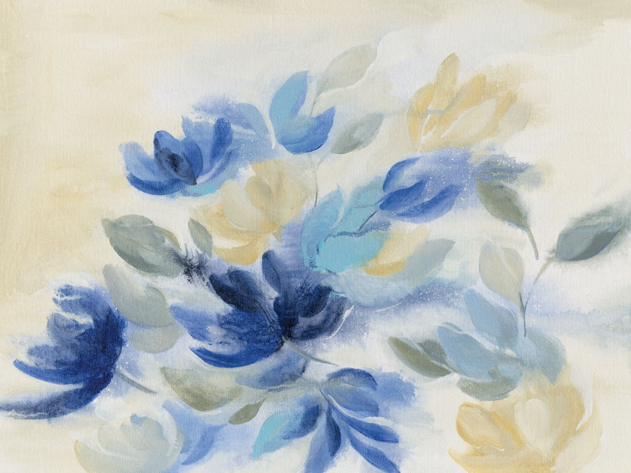 Sapphire Blue Floral I Mural Wallpaper
