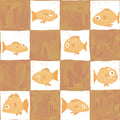 Fish Checkers, Warm Brown Mural Wallpaper - pure wallpaper artwork