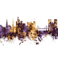 Inverness Scotland Skyline Purple & Gold Mural Wallpaper - pure wallpaper artwork