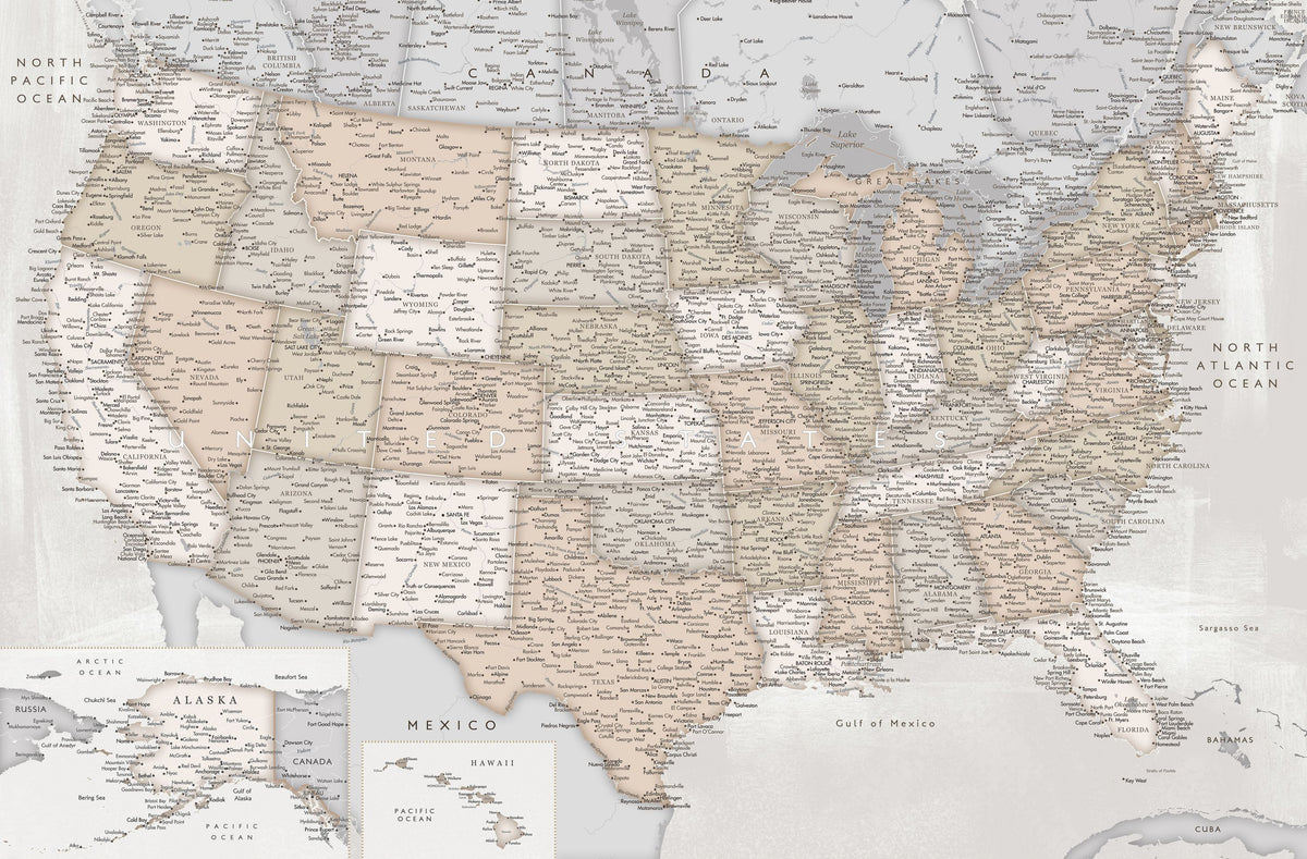 US Map Detailed - Lucille Mural Wallpaper - pure wallpaper artwork