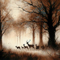 Deer Family in Misty Sepia Mural Wallpaper - pure wallpaper artwork