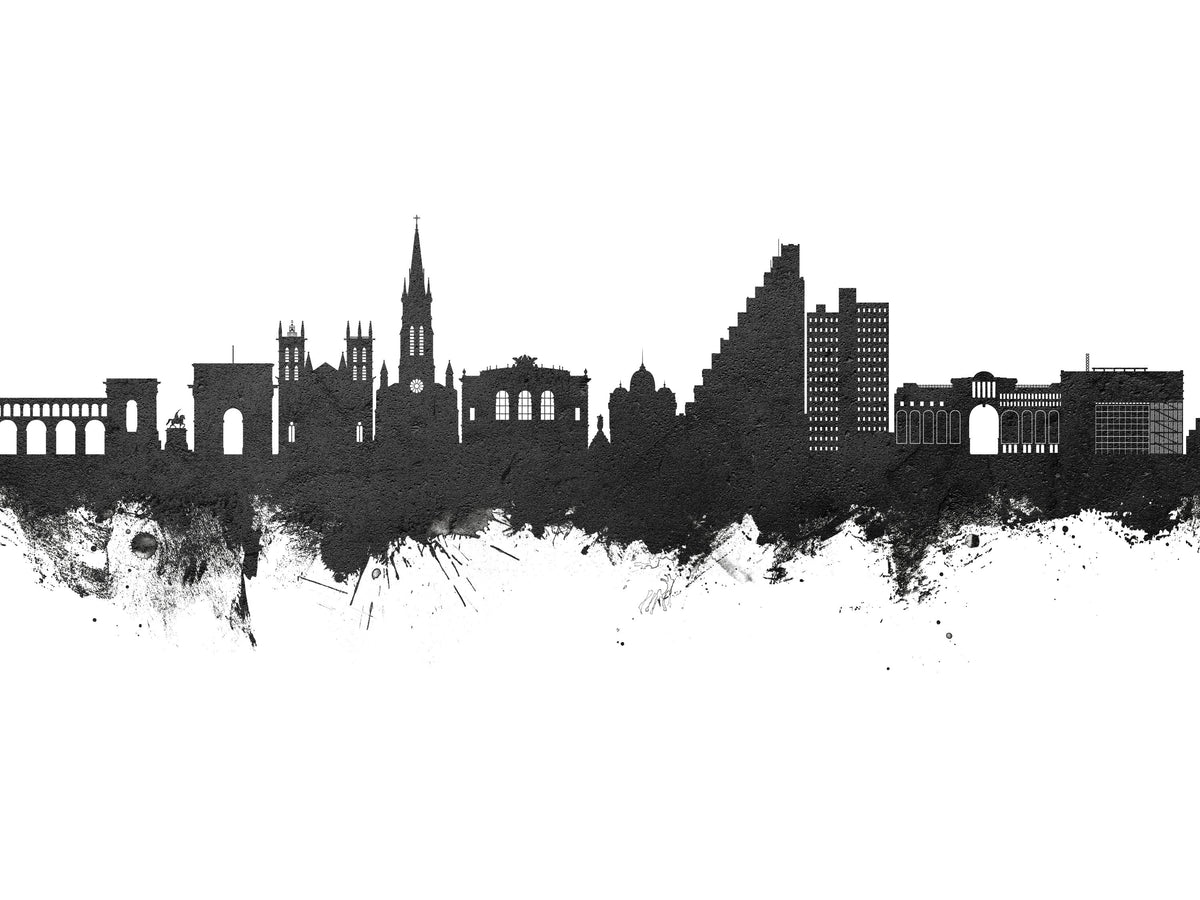 Montpellier Skyline Black & White Mural Wallpaper - pure wallpaper artwork