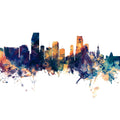Miami Florida Skyline Blue & Bronze Mural Wallpaper - pure wallpaper artwork