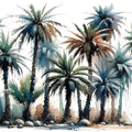 Vibrant Palm Trees in Watercolor Mural Wallpaper - pure wallpaper artwork