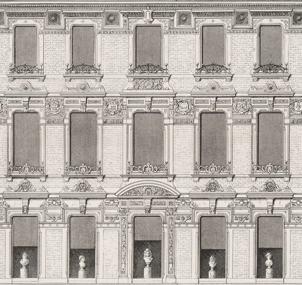 Vintage Facade Pattern Mural Wallpaper - pure wallpaper artwork