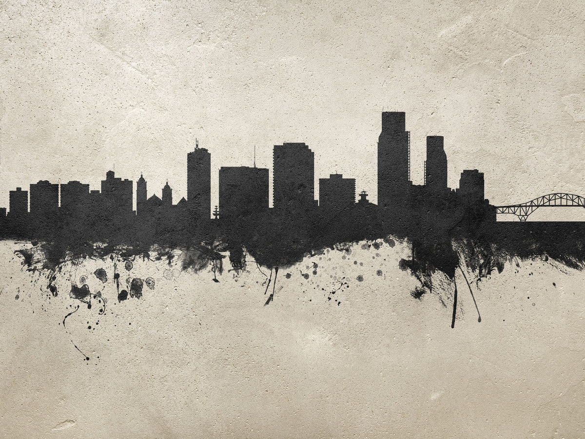 Corpus Christi Texas Skyline Concrete Mural Wallpaper - pure wallpaper artwork